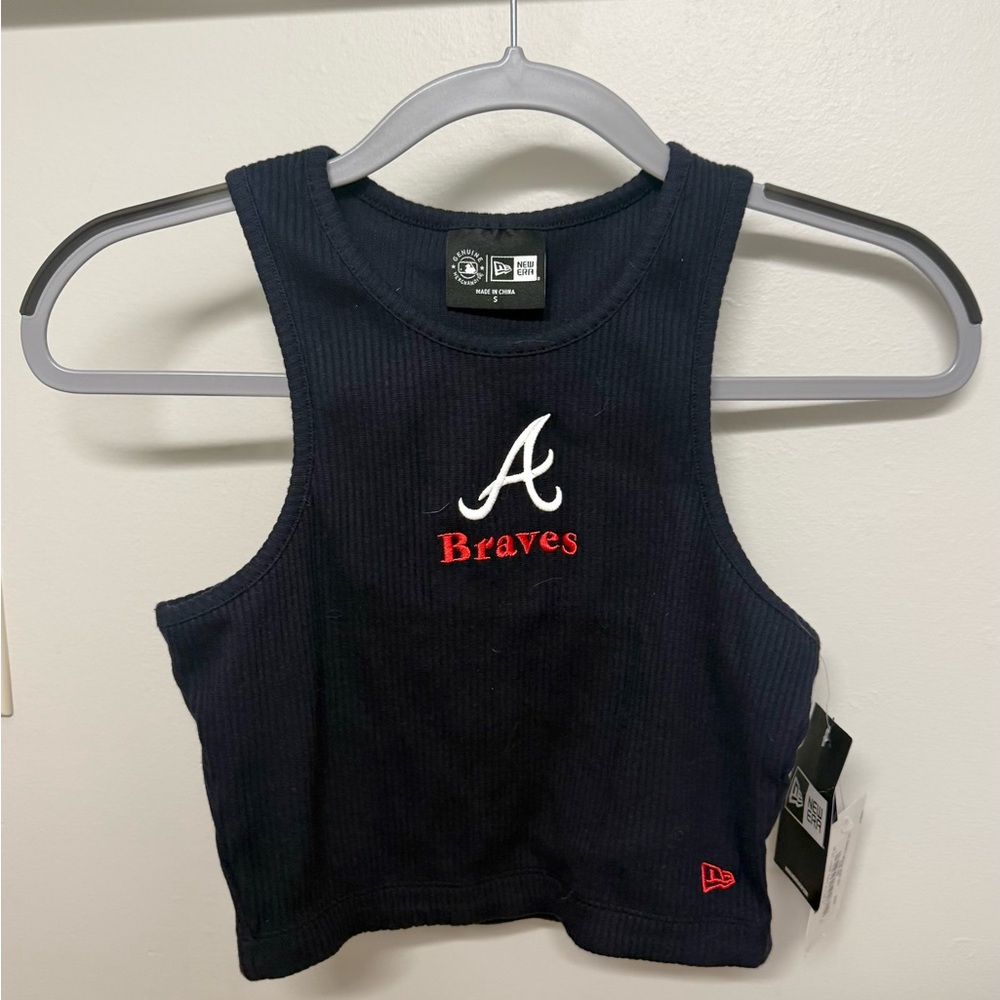Navy Atlanta Braves Ribbed Crop Tank